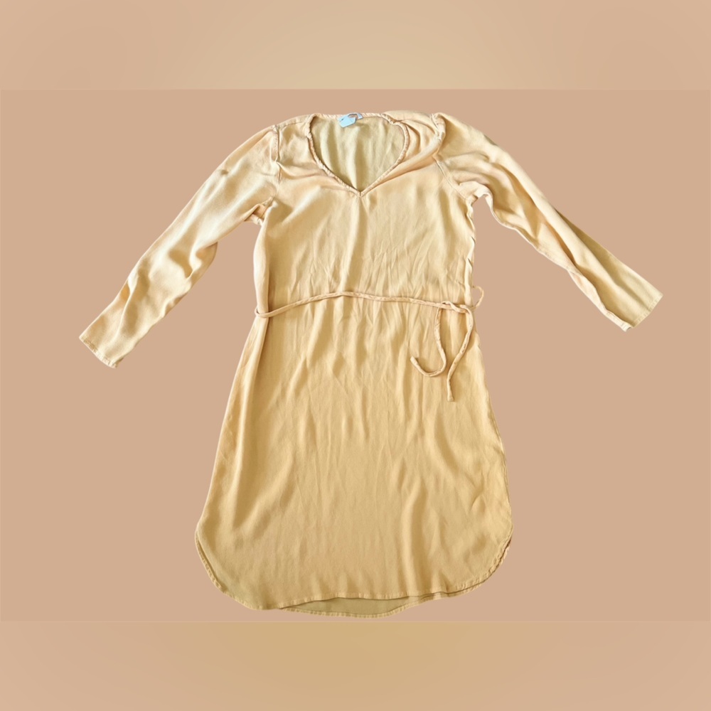 H&M Mustard Yellow Wrap Dress, long sleeve